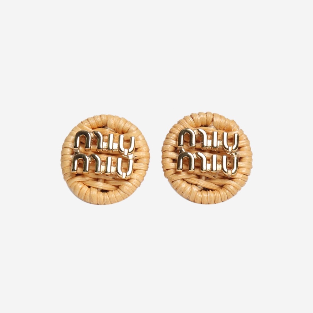 Miu Miu Raffia & Gold Earrings